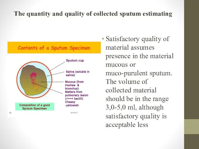 The quantity and quality of collected sputum estimating Satisfactory quality of