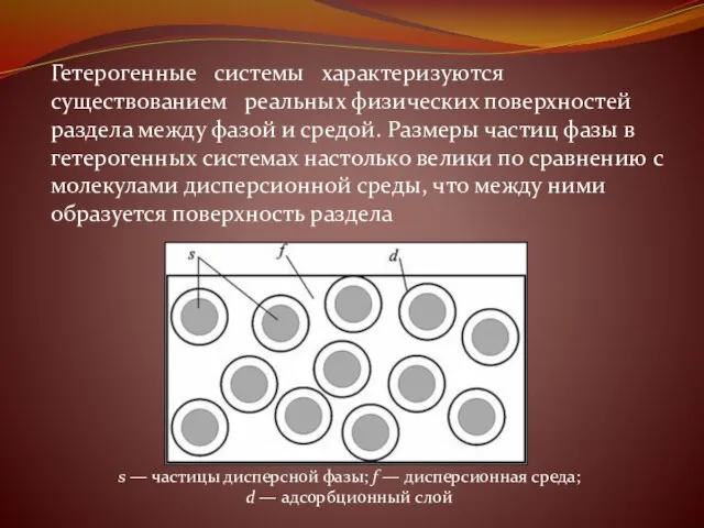 Гетерогенные системы характеризуются существованием реальных физических поверхностей раздела между фазой и