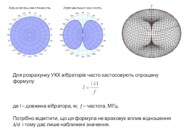 Для розрахунку УКХ вібраторів часто застосовують спрощену формулу де l –