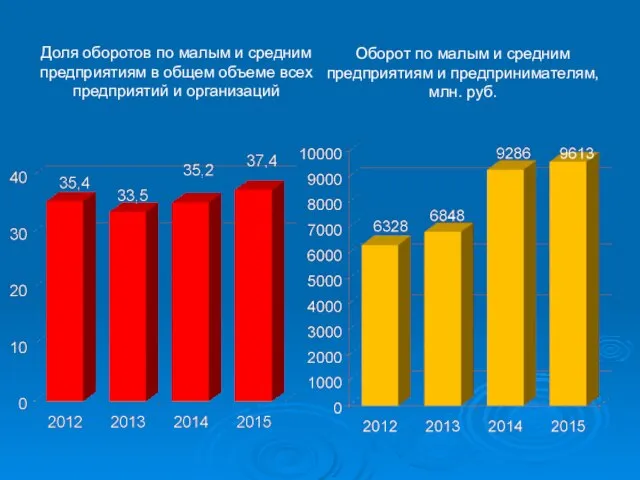 Оборот по малым и средним предприятиям и предпринимателям, млн. руб. Доля