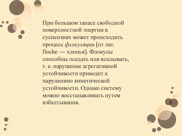 При большом запасе свободной поверхностной энергии в суспензиях может происходить процесс