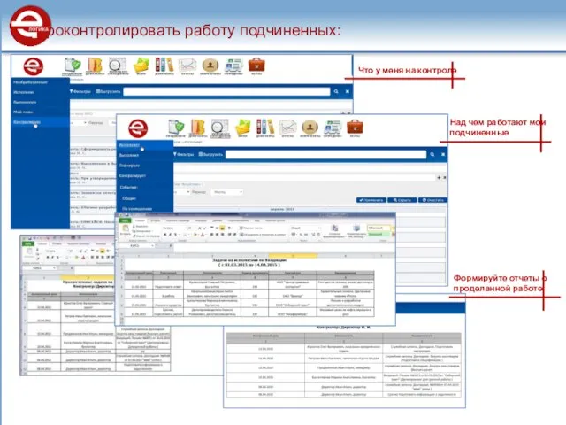 Проконтролировать работу подчиненных: Что у меня на контроле Над чем работают