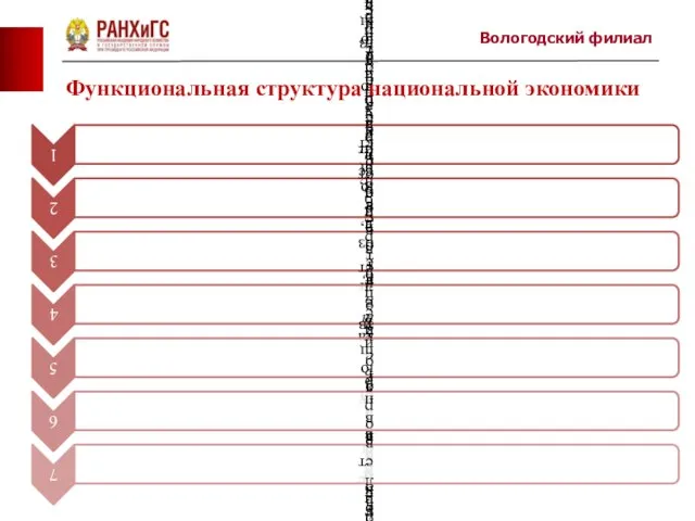 Вологодский филиал Функциональная структура национальной экономики