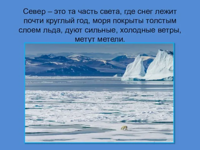 Север – это та часть света, где снег лежит почти круглый