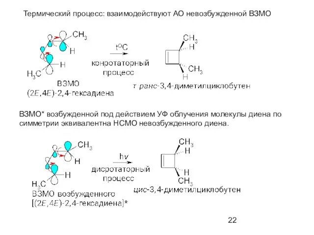 ВЗМО* возбужденной под действием УФ облучения молекулы диена по симметрии эквивалентна