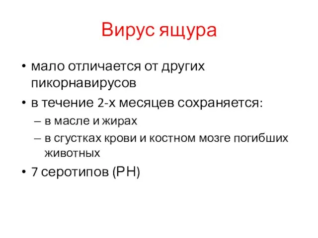 Вирус ящура мало отличается от других пикорнавирусов в течение 2-х месяцев