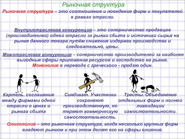 Рыночная структура Внутриотраслевая конкуренция – это соперничество продавцов (производителей) одной отрасли