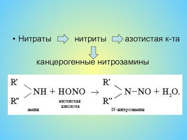 Нитраты нитриты азотистая к-та канцерогенные нитрозамины