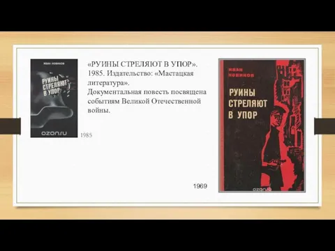 1985 «РУИНЫ СТРЕЛЯЮТ В УПОР». 1985. Издательство: «Мастацкая литература». Документальная повесть