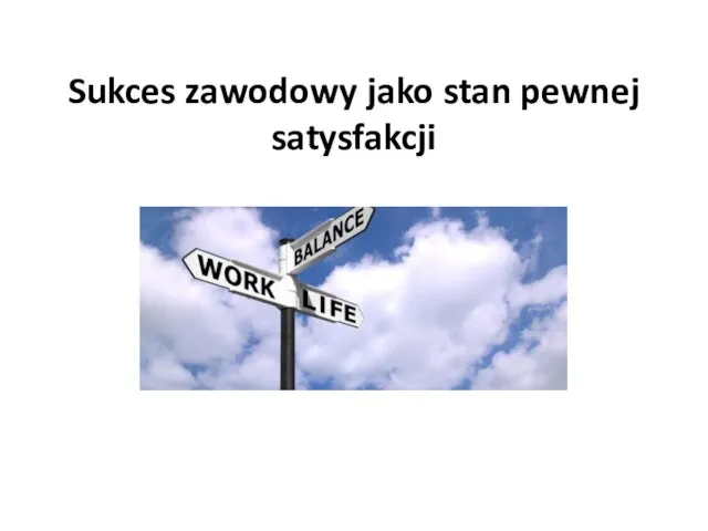 Sukces zawodowy jako stan pewnej satysfakcji