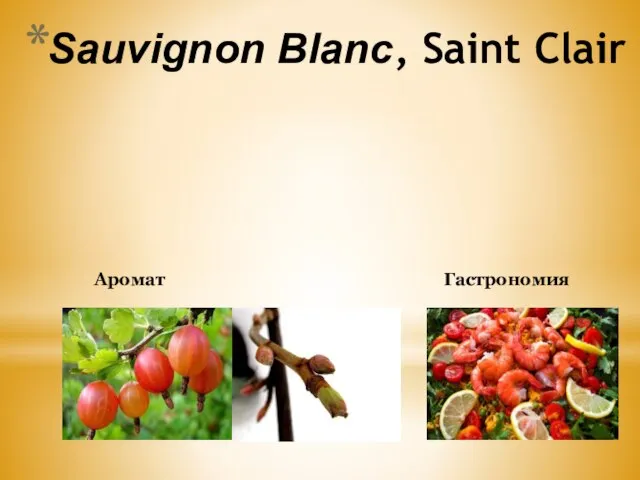 Sauvignon Blanc, Saint Clair Aромат Гастрономия