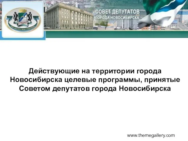 www.themegallery.com Действующие на территории города Новосибирска целевые программы, принятые Советом депутатов города Новосибирска