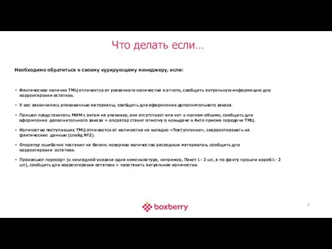 Что делать если… Необходимо обратиться к своему курирующему менеджеру, если: Фактическое