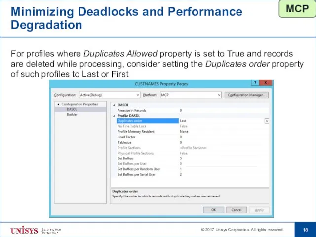 Minimizing Deadlocks and Performance Degradation For profiles where Duplicates Allowed property