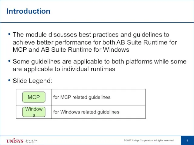 Introduction The module discusses best practices and guidelines to achieve better