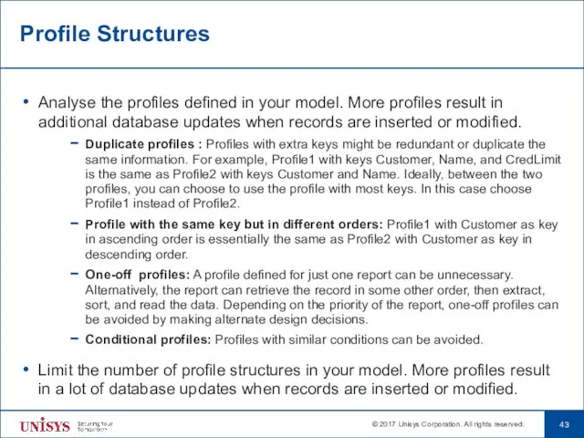 Profile Structures Analyse the profiles defined in your model. More profiles