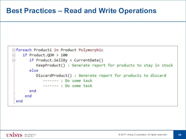 Best Practices – Read and Write Operations