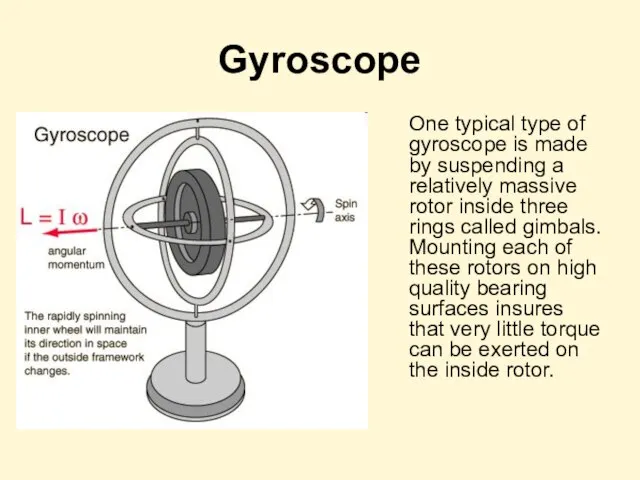 Gyroscope One typical type of gyroscope is made by suspending a