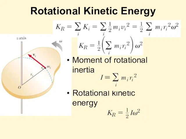 Rotational Kinetic Energy Moment of rotational inertia Rotational kinetic energy