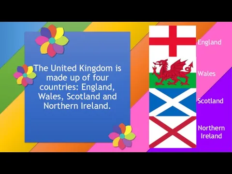 The United Kingdom is made up of four countries: England, Wales,