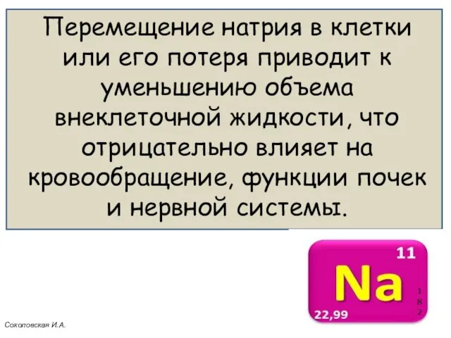 Перемещение натрия в клетки или его потеря приводит к уменьшению объема