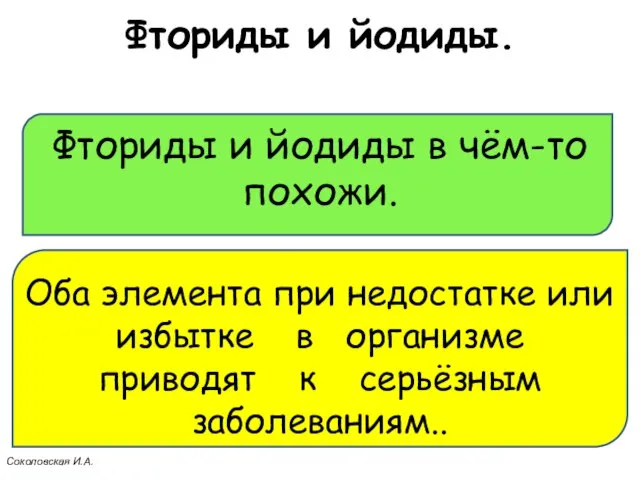 Фториды и йодиды. Фториды и йодиды в чём-то похожи. Оба элемента