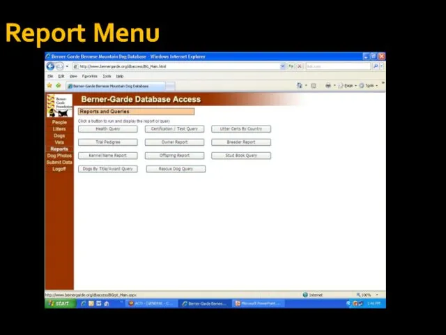 Report Menu