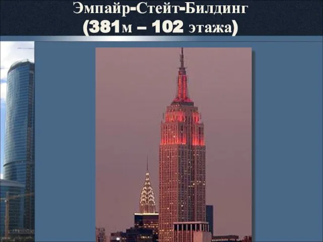 Эмпайр-Стейт-Билдинг (381м – 102 этажа)