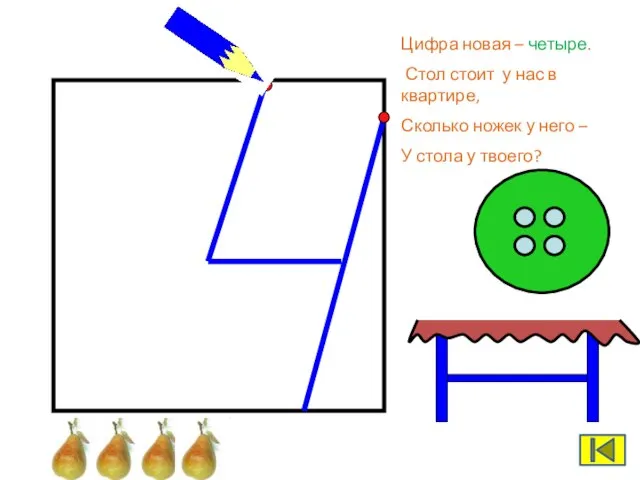 Цифра новая – четыре. Стол стоит у нас в квартире, Сколько