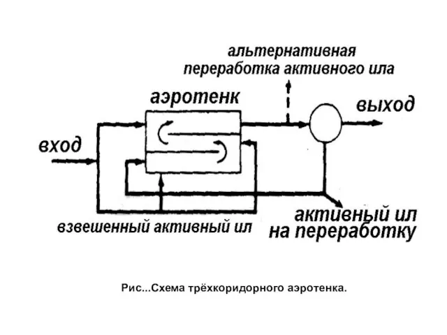 Рис...Схема трёхкоридорного аэротенка.