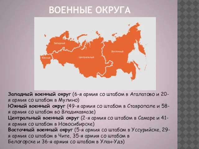 ВОЕННЫЕ ОКРУГА Западный военный округ (6-я армия со штабом в Агалатово