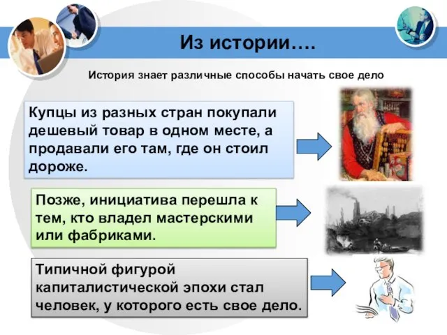 Из истории…. История знает различные способы начать свое дело Купцы из