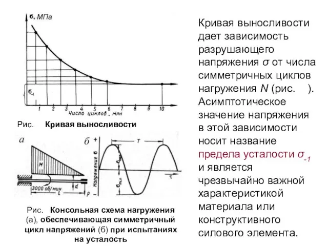 Рис. Кривая выносливости Кривая выносливости дает зависимость разрушающего напряжения σ от