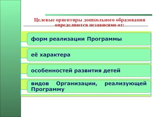 Целевые ориентиры дошкольного образования определяются независимо от: