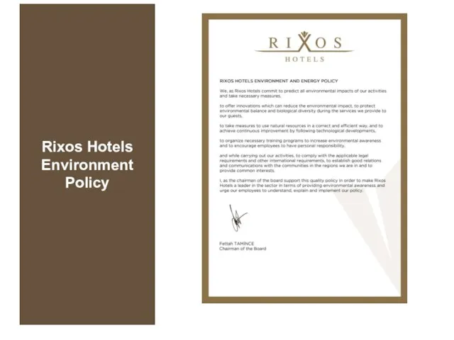 Rixos Hotels Environment Policy