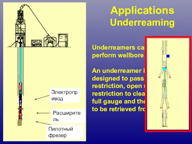 Applications Underreaming Underreamers can be used to perform wellbore clean-outs. An