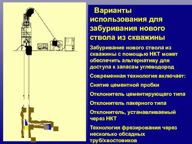 Applications Drilling-Sidetracking Sidetracking with Coiled Tubing may provide an economical alternative