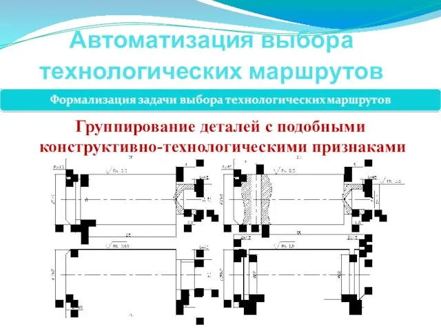 Автоматизация выбора технологических маршрутов Группирование деталей с подобными конструктивно-технологическими признаками