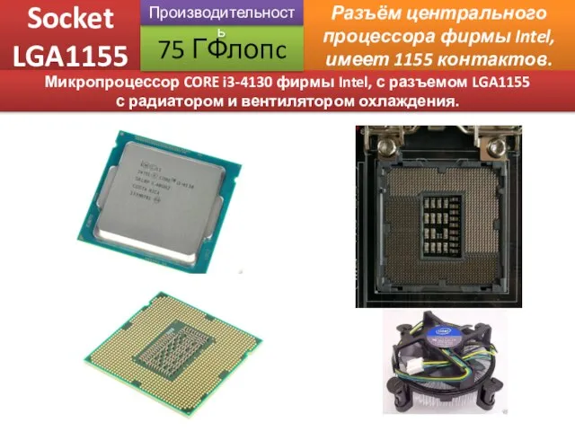 Socket LGA1155 Разъём центрального процессора фирмы Intel, имеет 1155 контактов. Микропроцессор