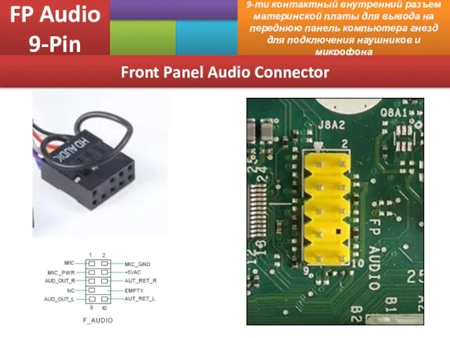 FP Audio 9-Pin 9-ти контактный внутренний разъем материнской платы для вывода