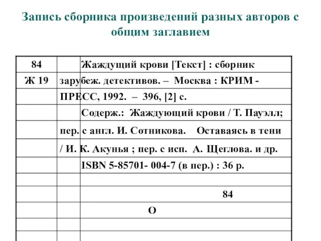 Запись сборника произведений разных авторов с общим заглавием