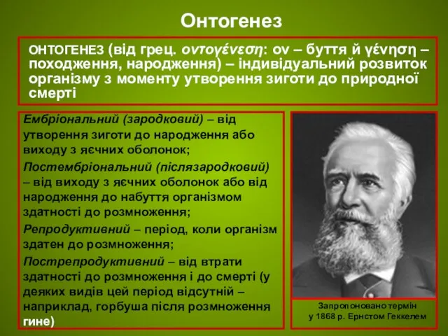 ОНТОГЕНЕЗ (від грец. οντογένεση: ον – буття й γένηση – походження,