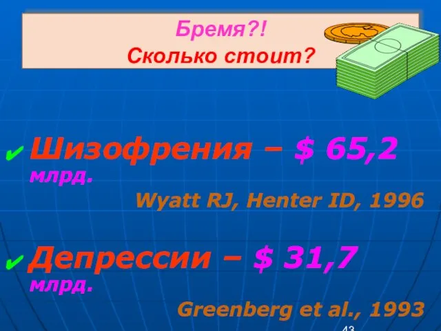 Бремя?! Сколько стоит? Шизофрения – $ 65,2 млрд. Wyatt RJ, Henter