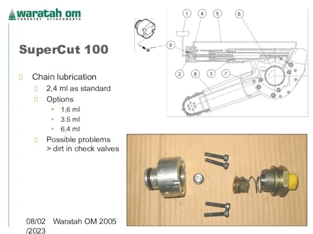 08/02/2023 Waratah OM 2005 SuperCut 100 Chain lubrication 2,4 ml as