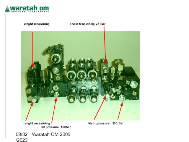 08/02/2023 Waratah OM 2005 lenght measuring chain tensioning 25 Bar Lenght