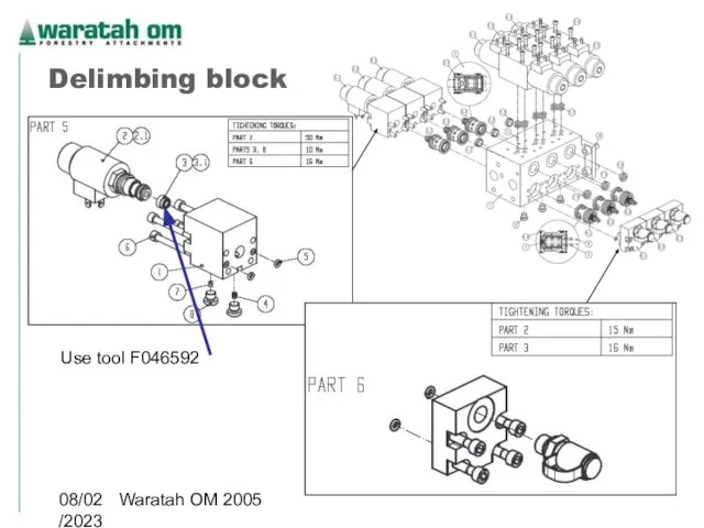 08/02/2023 Waratah OM 2005 Delimbing block Use tool F046592