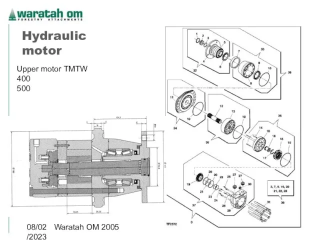 08/02/2023 Waratah OM 2005 Hydraulic motor Upper motor TMTW 400 500