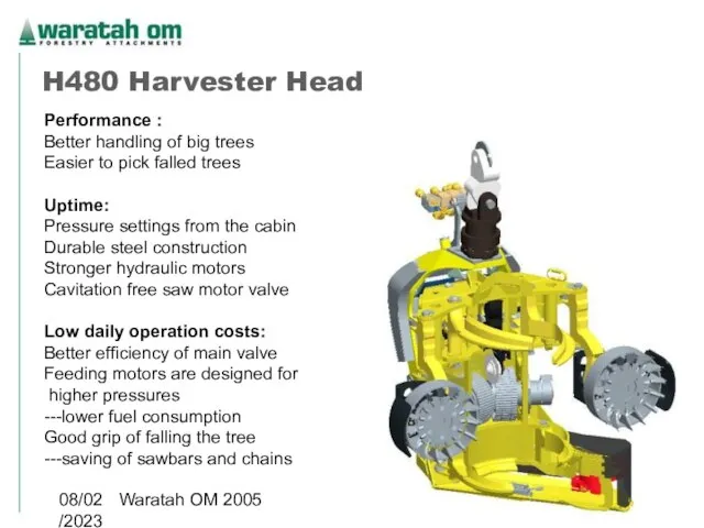 08/02/2023 Waratah OM 2005 H480 Harvester Head Performance : Better handling