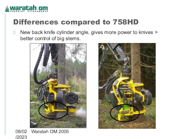 08/02/2023 Waratah OM 2005 Differences compared to 758HD New back knife