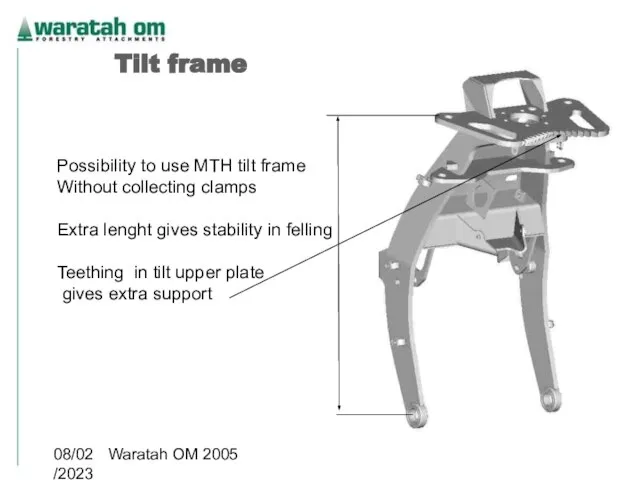 08/02/2023 Waratah OM 2005 Tilt frame Possibility to use MTH tilt